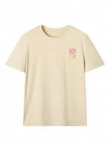 Women's Lemon Print Round Neck Short Sleeve T-Shirt, Casual Vacation Style Top, Fashionable Summer Everyday Casual - Apricot - View 4