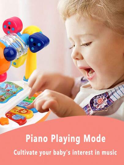 Children's Rotating Musical Toy Piano, Lighting, Rhythm Game And Song Playback Toy, Early Learning Educational Interactive Toy, Baby Christmas Gift