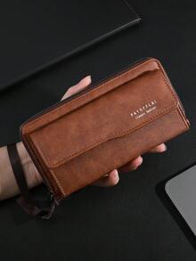 Men's Business Wallet Long Double Layer PU Leather Buckle Men's Bank Card Clip Zipper Wallet For Men Wallet Purse Wallet Long Wallet Wristlet Wallet - Multicolor - View 4