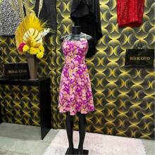 Vestido Florido, Estampa Floral, Amarrado, Costas Nuas