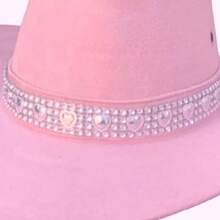 CHILDREN'S Suede Cowboy Hat With HEART BRILLIANT Band - 淺粉紅色 - 查看 3