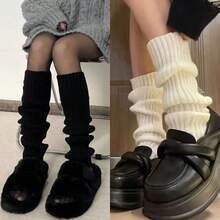 2件秋冬中筒暖腿套，女士舒适针织暖腿套 - 甜美学院风，简约百搭，塑形保暖。3种颜色可选，时尚女孩秋冬必备单品 - 彩色 - 查看 6