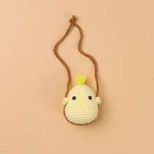 1pc Handmade Crochet Cute Frog, Penguin, Chicken, Duck, Rabbit Car Rearview Mirror Hanging Ornament Decor,Fake Plants - Multicolor - View 16