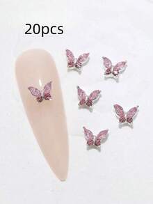 20pcs 3D Butterfly Charms SS5 CZ + Nickel-Free Alloy For Nail Art
