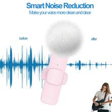 Wireless Lavalier Microphone For Phone IPad TypeC Lapel Mics Plug-Play 2.4G Ultra-Low Delay Built-In Noise Reduction Chip 8H Working Time For Video Recording Interview Podcast Vlog - Pink - View 7