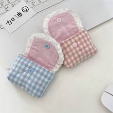 Túi đựng phụ kiện kỹ thuật số họa tiết ren ngọt ngào & tươi mới và đơn giản, Túi đựng tai nghe họa tiết kẻ caro & hoa nhỏ thích hợp làm vỏ bảo vệ tai nghe, Tai nghe Bluetooth không dây - Nhiều màu - Xem 3