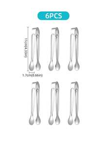 1/3/6/12pcs Stainless Steel Reusable Ice Cube Tongs, Dessert Tongs, Sugar Tongs, Versatile Catering Set - Compact & Durable - For Candies, Snacks, Salads, Appetizers, Ice Cubes, Kitchen Service, Cocktails, Tea Parties, Gifts, Kitchen Tools, Holiday Presents - 4-inch Sugar Clip Gold/silver - View 12