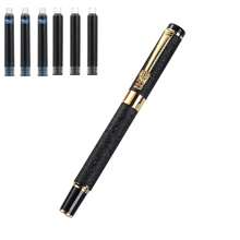 Penna stilografica nera opaca di alta qualità - punta estremamente fine, scrittura morbida, penna da regalo per calligrafia/ufficio, cartucce di inchiostro sostituibili, forniture scolastiche, di nuovo a scuola