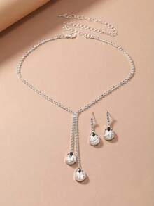 Royal 3pcs Rhinestone Decor Bridal Jewelry Set Valentine's Day Valentines - Silver - View 7