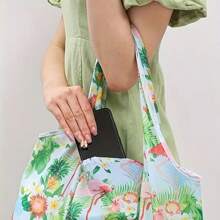 1pc (With Small Coin Purse) Large Capacity Fashion Printed Shopping Tote Bag, Foldable, Portable, Reusable Tote Bag For Travel And Shopping