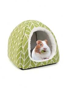 1pc Comfortable Polyester Guinea Pig Hideaway Bed - Small Pet Cave, Suitable For Rabbits, Hedgehogs, Ferrets, And Small Animals - Indoor Rabbit Hutch Accessory - Green - View 1