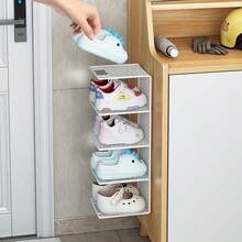 Multifunctional Wall Mounted Document Rack, Document Tray Rack, A4 File Rack, Desk Top Shelf, Newspaper/Magazine/Folder/Document Holder For Entrance, Simple Wall Mounted Shoe Storage Rack, Multi-Tier Narrow Type, Space Saving Shoe Rack, Black (Black) White (White) - Multicolor - View 8