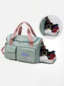 1pc Women Personalized Sports Gym Bag, Multi-Function Travel Duffel Bag With Shoe Compartment & Wet Dry Pocket, Fashionable Versatile Shoulder Bag, Large Capacity Multi-Pocket Storage Bag, Luggage Strap, Embroidered Custom Name/Initial,All-Purpose,Large Capacity,Versatile,Multifunction,Colorful,Cute,Adorable,Contracted,Funny,Kawaii,Y2K,Minimalist,Commuting,Business Casual,Basics,Custom,Personalized,Unique,Customized,Ideal Gifts For Him,Ideal Gifts For Her,Her,Family,Friends,Girlfriend,For Anniversaries,For Birthdays,For Holiday/ Vacation,For Outdoors/Outings/Travel/Hiking/Stadium/Sports/Climbing,For Business/Commute/Work/Office,New Year Glamour ,Travel Organizer - Multicolor - View 11