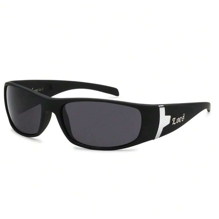 Authentic LOCS Sunglasses Wrap Around Style W/Chrome (Gloss Black / Matte Black) - Đen mờ - Xem 1