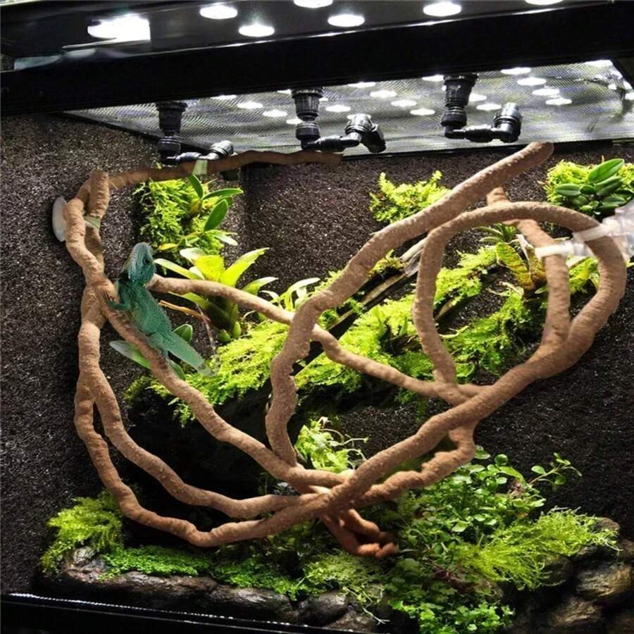 Grandes enredaderas flexibles de ratán, decoración de hábitat, ramas de jungla flexibles, suministros para mascotas, decoración de terrario para reptiles 1.5/2.5/3m - 2,5 m - Ver 1