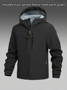 Giacca spessa da uomo in pile impermeabile e antivento per uso all'aperto, autunno inverno