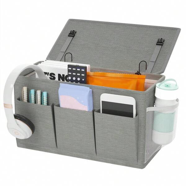 1 Unit Bedside Storage Organizer Bag For Phone, Magazine, Books, Toys, Wheelchair Armrest Hanging Bag With Enhanced Hanging Device, Suitable For Bedside, Side, Baby Crib, Wheelchair Armrest, Seat Armrest To Organize Magazines, Phones, Misc Items