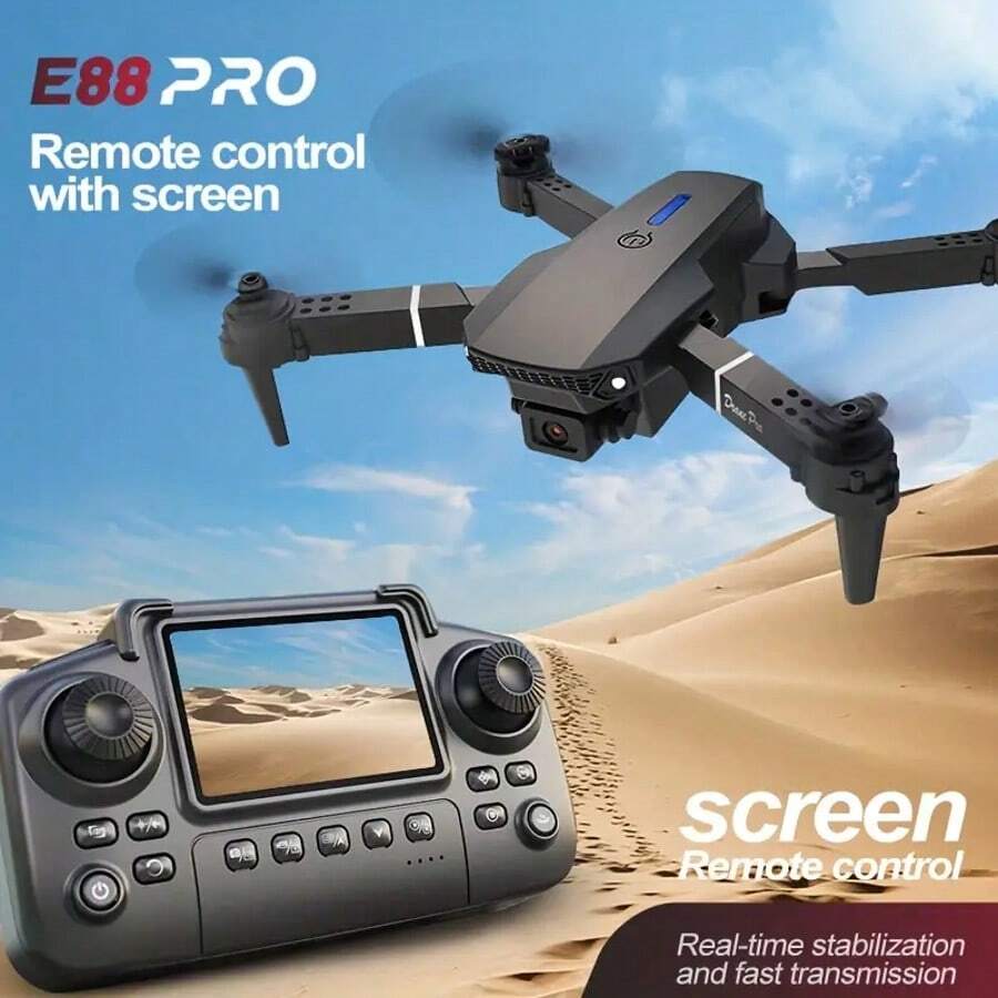 2025 New E88-S2 Equipped With A High-Definition Display Drone, 2 Long Endurance Batteries, RC Drone, Brushless Motor, Emergency Obstacle Avoidance, Suitable For Adult And Beginner Holiday Gifts 1200mAh