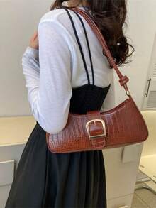 Women Solid Color Elegant Shoulder Crossbody Bag(3141) - Rust Brown - View 3