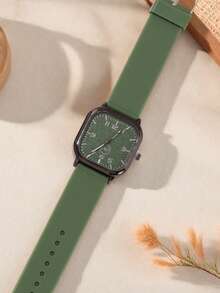 1 件男士休闲石英表，简约方形表盘，舒适表带，男士礼物，适合日常佩戴和使用，适合父亲节、感恩节、情人节送礼