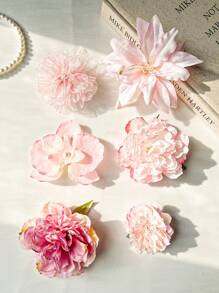 6 pièces Épingle à cheveux à fleurs artificielles de la série rose douce pour femmes, accessoire de coiffure de style Mori pour la mode, clips pour franges latérales, épingles à cheveux haut de gamme à fleurs convenant à un usage quotidien, accessoire capillaire, accessoire d'été, voyage, pinces à cheveux, barrette, pinces à cheveux