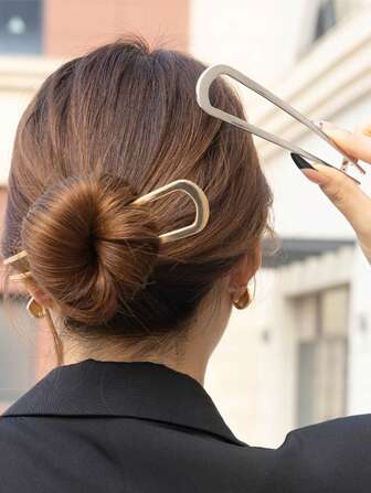 Women's Fashion French U-Shaped Hair Clip - Multifunctional Alloy Hair Fork Suitable For Thick And Regular Hair, With A Bun Hairpiece And A U-Shaped Metal Vintage-Style Hair Clip ,Hair Accessory, Claw Clips, Clips For Hair, Hair Slide, Hair Claws, Hair Accessories