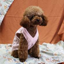 1pc Hollow Knit V-Neck Sweater For Small Dogs, Cat Pink Pet Clothes Anti-Shedding, Suitable For Outdoor Activities