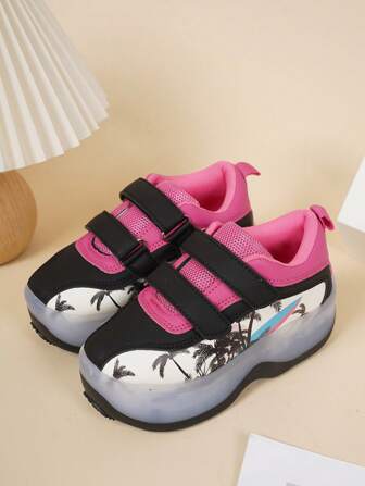 1 Pair Children's Fashion Skate Shoes With Convenient Button