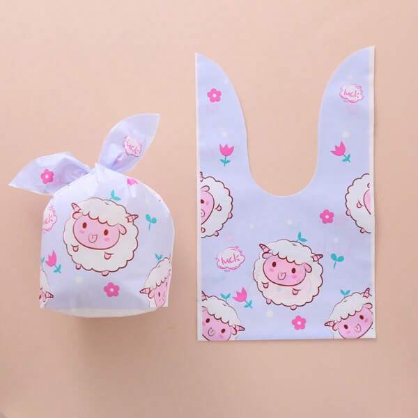 10/20/50 bolsas de regalo con estampado de cordero, dinosaurio, gato, conejo con decoración de orejas de conejo, bolsas de fiesta de cumpleaños adorables con dibujos animados, bolsas de regalo decorativas para boda, graduación, San Valentín, Día de la Madre