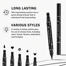 5PCs Liquid Winged Eyeliner Stamp Pen Set-Double-Headed Black Eye Liner Pencil-Long-Lasting Waterproof Stamp Eyeliner Set For Eye Makeup-Star, Heart, Flower, Butterfly, Triangle - 03 Flower - View 5