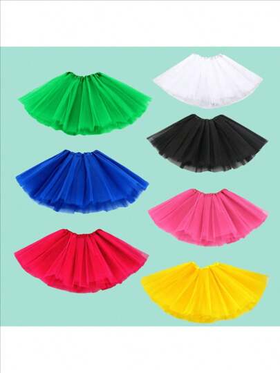 1pc Classic Elastic 3-Layer Tulle Skirt For Women, 30cm Tutu Skirt,Teens, Adults , Suitable For All Seasons, Small Waist Semi Transparent Stage Skirt, Ballet Skirt, Dance Skirt, Performance Dress, Macaron Color Fluffy Skirt,Breathable Mesh, Christmas Skirt, Half Body Skirt