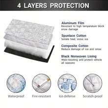 1 pièce Épais couvre-neige pour voiture, protecteur de givre pour pare-brise de voiture, écran de protection pour fenêtre de voiture en hiver, parasol et protecteur contre le vent, protection toutes saisons, polyvalent pour utilisation extérieure (grand, argent)