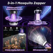 Electric Camping Light, Portable Electric Mosquito Killer USB Charging, 2-In-1 Insecticide - For Indoor And Outdoor Use, Mosquito Killer+Camping Light Mode - Kills Moths, Wasps, Mosquitoes, Etc., Rechargeable Mosquito Killer And Camping Light, 2000V UV Insect Trap, 395NM Light Trap And 720 ° Insect Attraction, For Indoor And Outdoor Use, Covering 300 Square Feet