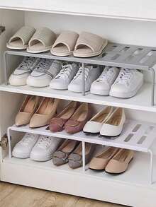 1pc Solid Color Detachable Expandable Multi-Tier Shoe Rack, Space-Saving Plastic Shoe & Slipper Storage Organizer, Suitable For Entryway, Under Bed, Bathroom, Closet - Grey - View 7