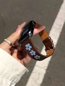 真皮表带，兼容苹果手表表带，高级樱花款，兼容苹果手表表带，兼容苹果手表表带 8/9/7/6/5/4/3/2/1 系列，兼容苹果手表表带 Ultra40mm 44 41 45 49 42 38mm，女士时尚手链配件，不闷热，佩戴舒适，完美贴合手腕。 - 粉花 - 查看 7