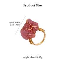 1 pièce Bague en pierre de cristal brut naturel, bande ouverte réglable, bijoux faits main, style vacances élégant, cadeau unique aux textures irrégulières