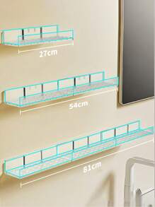 1pc/2pcs Space-Saving Acrylic Bathroom Organizer Racks, Extendable Storage Shelf, Wall-Mounted, No Drilling Required, Thick Adhesive Backing, Suitable For Toiletries And Accessories, White Bathroom Storage And Display Rack