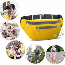 Entchin Fanny Pack Women Men,Crossbody Belt Bag With 4-Zipper Pockets,Adjustable Waist Bag Pack,One Of Most Popular Travel Essential Gifts Walking,Traveling,Cycling - 黃色 - 查看 6