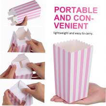 20/10/5件套条纹爆米花纸盒，派对礼品袋，糖果盒，复古爆米花袋，适用于派对、生日、电影之夜、嘉年华、睡衣派对、电影院零食盒，可装爆米花、薯条、鸡块等。 - 爆米花盒子 - 查看 6