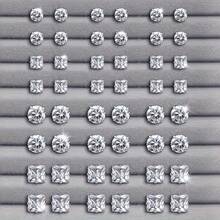 48 Peças Conjunto de Brincos Redondos e Quadrados para Mulheres e Homens, Jóias para Casais, Incrustado com Strass Cintilante, Estilo Simples e Elegante, Versátil para Uso Diário, Presente de Moda Casual