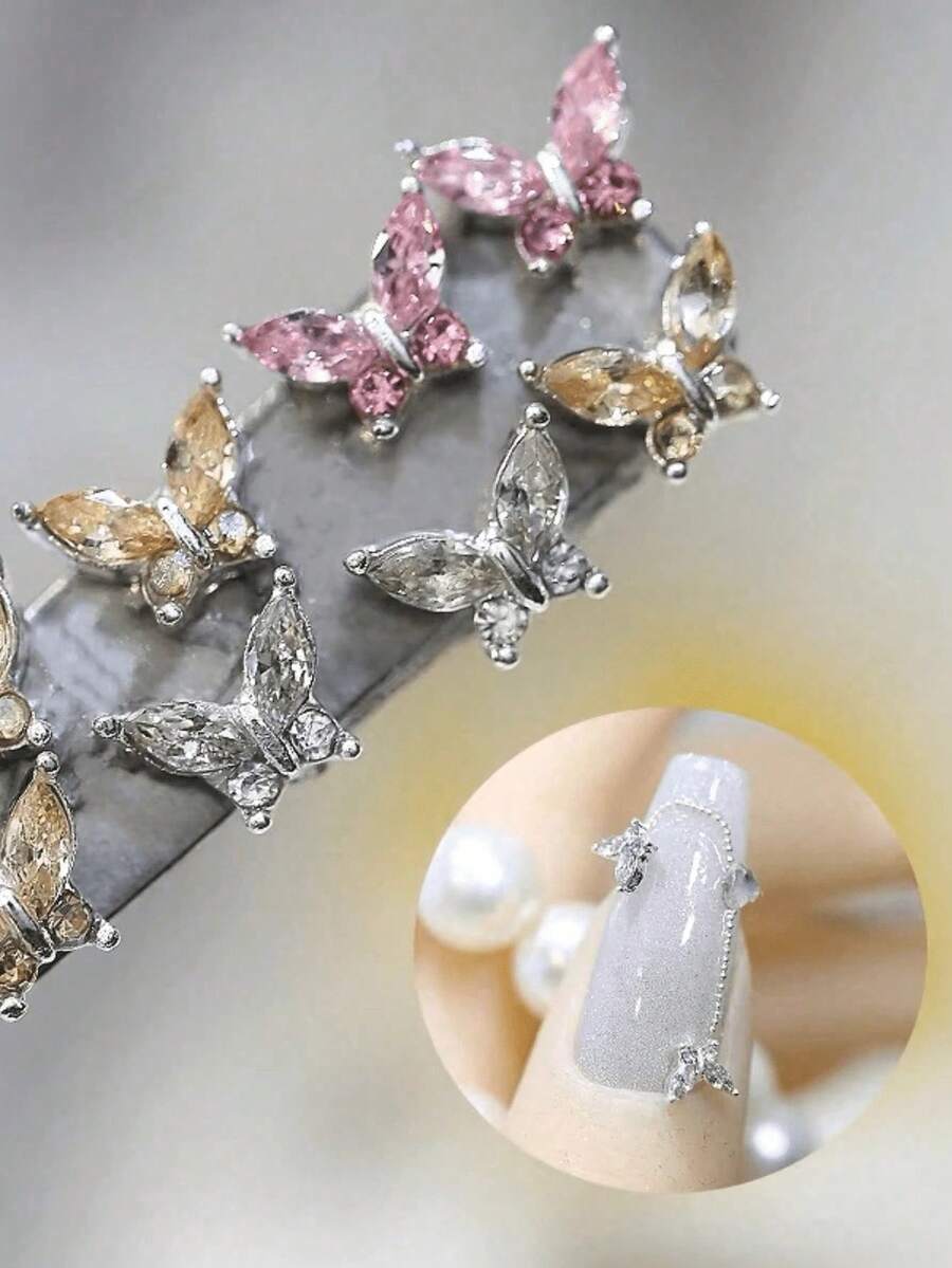 20pcs 3D Butterfly Charms SS5 CZ + Nickel-Free Alloy For Nail Art