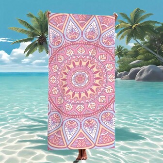 1 pièce Serviette de plage en fibre super douce, convient pour la plage, la Saint-Valentin, la décoration intérieure de la Saint-Patrick, l'été, 2025, Je t'aime, Bonne année, printemps, Pâques. Accessoires de voyage, articles essentiels de plage