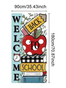 1pc Back To School Hanging Curtain - Featuring Book, Apple, Stationery Patterns, Polyester Material, Suitable For Classrooms, Study Rooms, Library Entrances - No Power Needed, Multi-Functional Party & Event Decor, Classroom Decoration