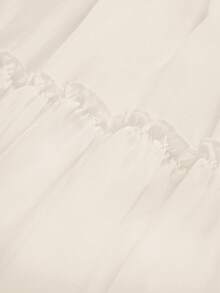 Women Solid Color Simple Versatile Ruffle Hem Skirt - Beige - View 4