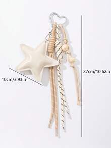 Pentagram Wooden Bead Bag Charm Rope Braided DIY Freely Combinable Bag Accessory