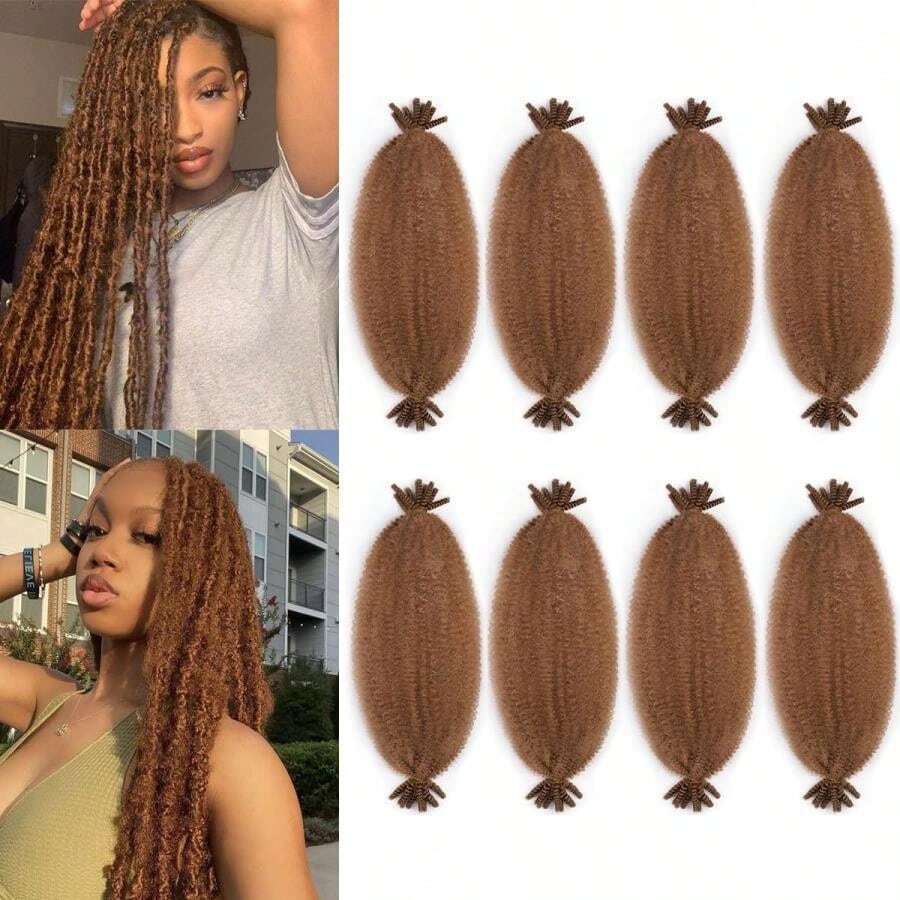 Cuban Twist Hair 18 Inch 8 Packs Pre Fluffed Marley Twist Braiding Hair Pre Stretched Wrapping Hair For Soft Locs Hair Extensions (18 Inch,8Pack,#30) - #30 - View 1