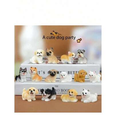 1 件/5 件/10 件随机款式树脂狗雕像可爱宠物微型摆件桌面装饰汽车装饰微景观配件（手工制作，有轻微瑕疵，尺寸如标记）