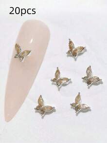 20pcs 3D Butterfly Charms SS5 CZ + Nickel-Free Alloy For Nail Art