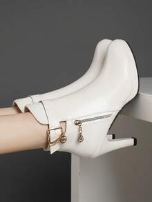 Botines de tacón fino para mujer, con cremallera lateral, botas de tacón alto de moda, puntera afilada, sexys, de tacón alto minimalistas, de estilo europeo y americano, populares para el invierno