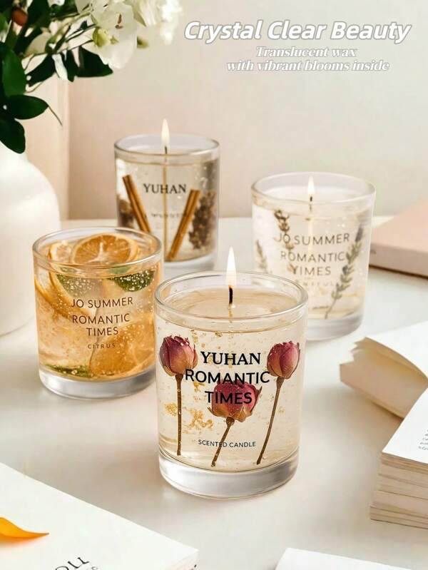 1 Stück handgegossene Aroma Gelkerze 160g | Getrocknete Blumen duftende Kerzen, 20 Stunden Brenndauer | Wohndekoration, Lufterfrischer, Geburtstags- und Feiertags-Geschenke für Frauen